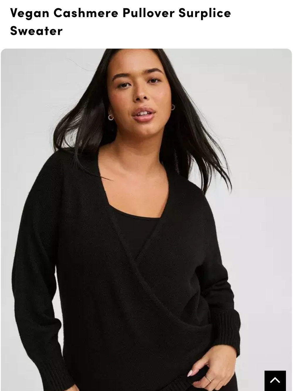 Vegan Cashmere Surplice Pullover Sweater - Black